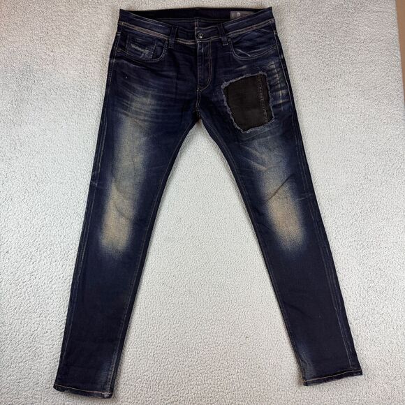 Diesel Men's Skinny Jeans - Dark Blue with Black Patch - Picture 1 of 15